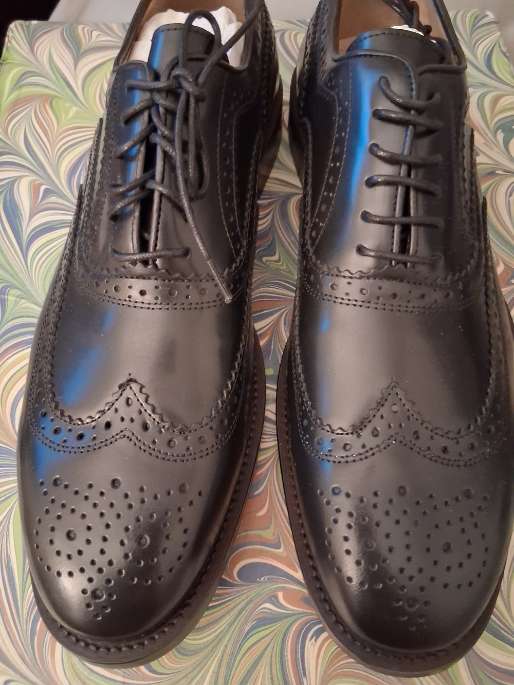 Black Leather Brogue Oxford Shoes
